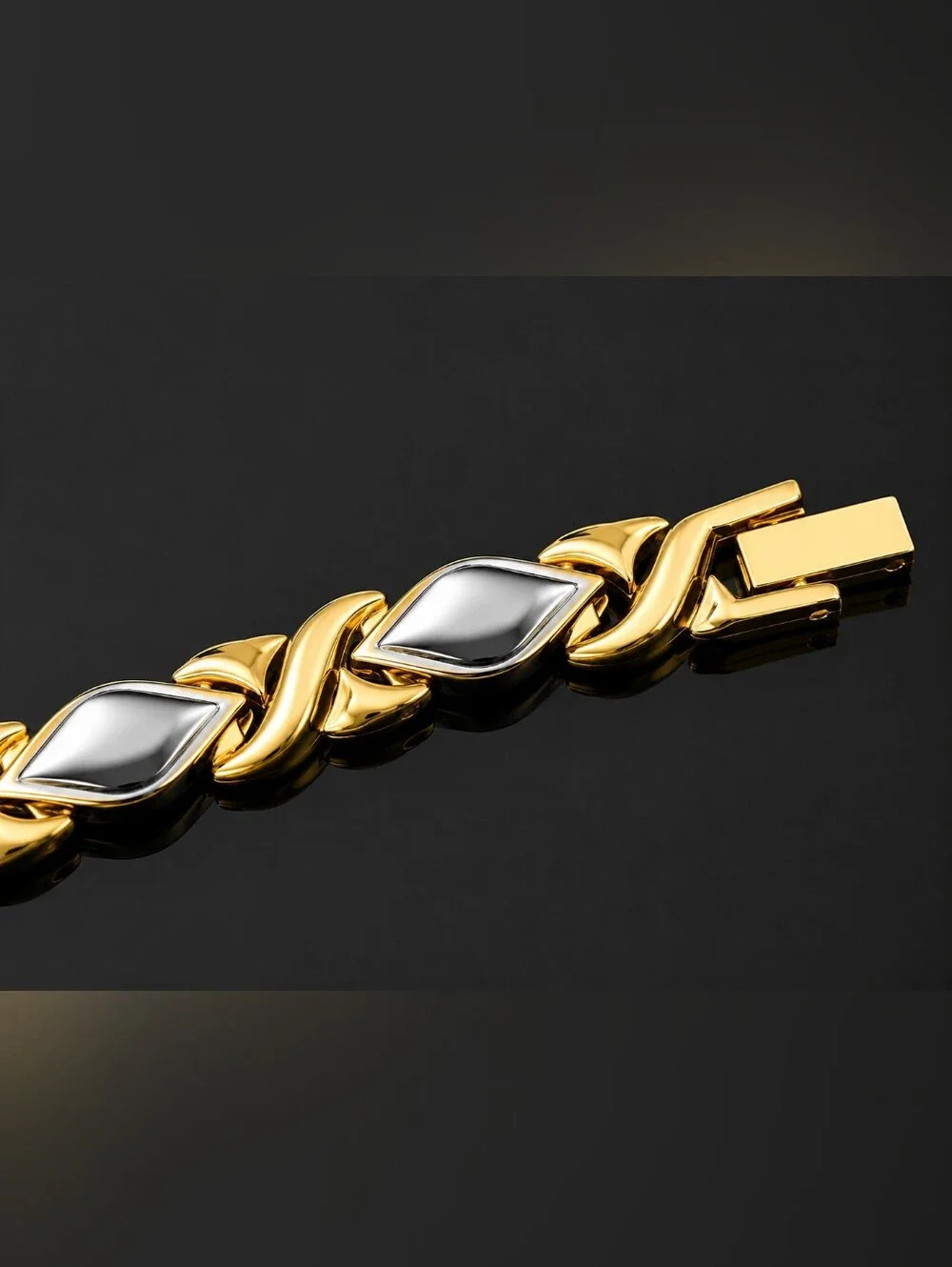 Gold and Silver Tone Men’s Chain Bracelet - Classic Two-Tone Link